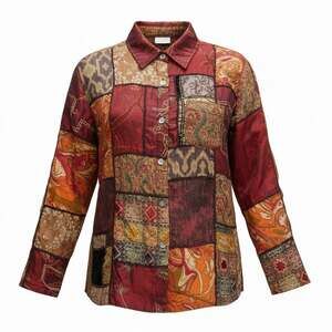 Chico's Women's Size 2(L) Silk Blend Patchwork Tapestry Boho Jacket